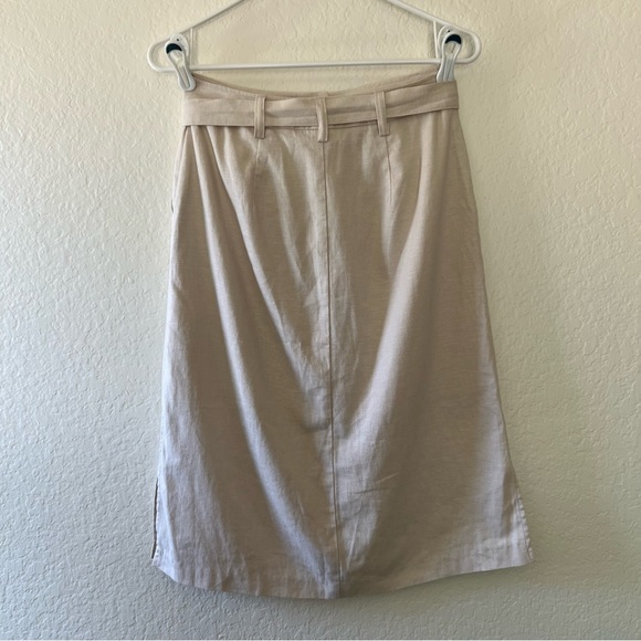 Banana republic front button linen midi skirt size 00 petite - Picture 4 of 8